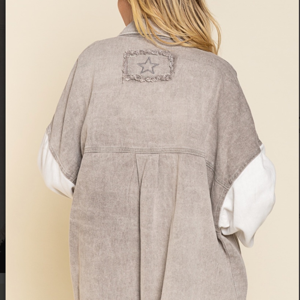 $39 START #139 POL Oversized Twill Relaxed Fit Jacket  Shacket SR19 - Picture 5 of 8